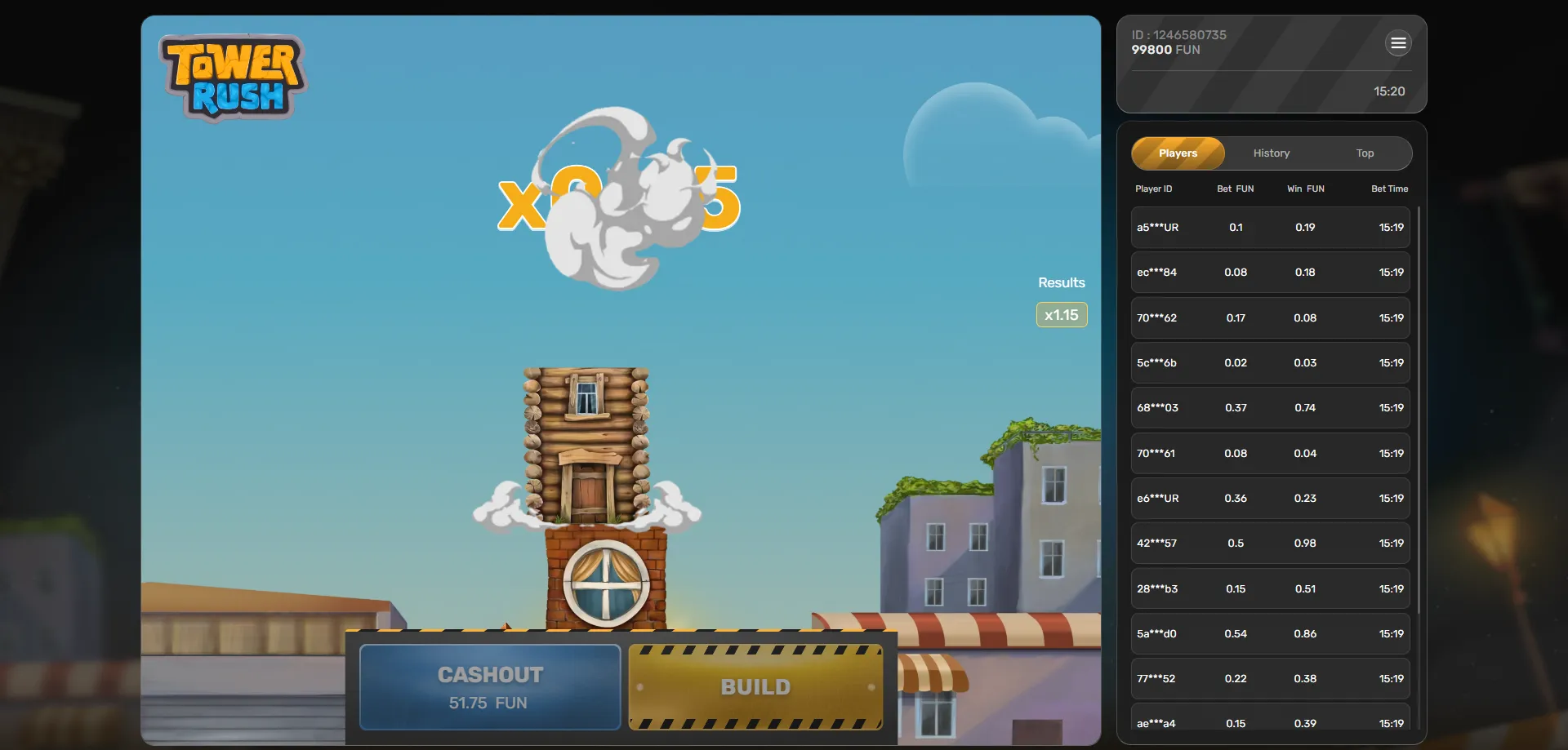 شرح لعبة Tower Rush الحقيقية على 1xBet